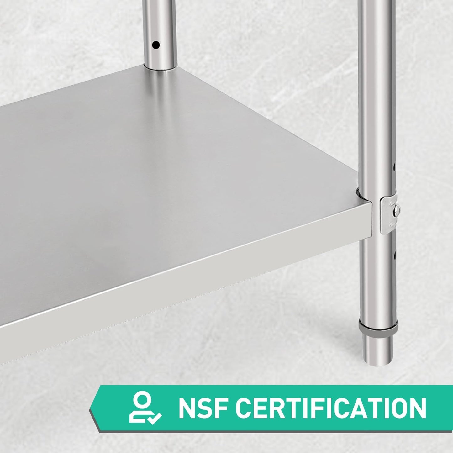 Garvee 72 x 30 Inches Stainless Steel Table, NSF Metal Prep Table with Adjustable Under Shelf and Wheels, Commercial Heavy Duty Worktable for Kitchen Restaurant Home Hotel