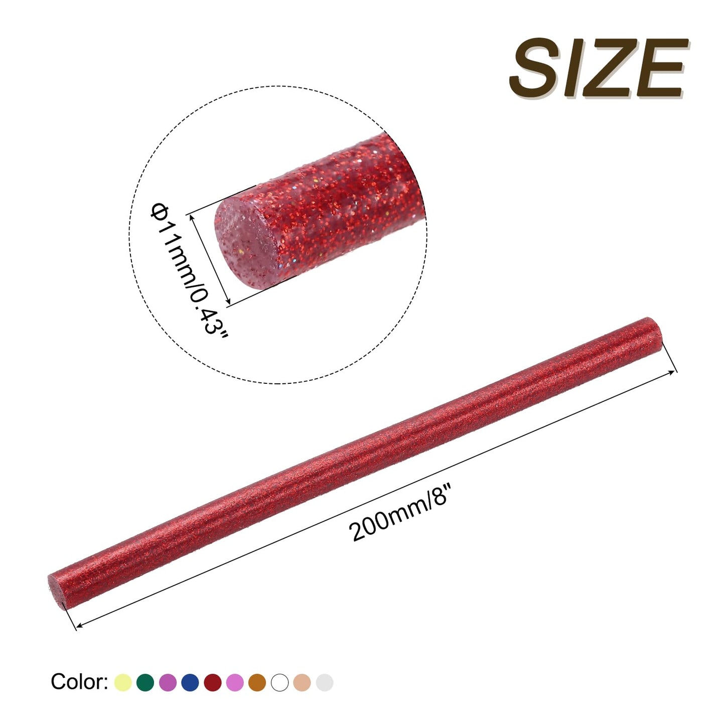 uxcell 30pcs Mini Glitter Hot Glue Sticks 8 inch x 0.43 inch High Sticky Hot Glue Gun Sticks, 10 Color