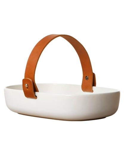 MARIMEKKO Koppa Oiva Serving Tray — Refine Your Kitchen Décor with Our Iconic White Stoneware — Stylish & Classic White Porcelain Serving Tray to Elevate Your Dining Experience (5 in x 8 in)