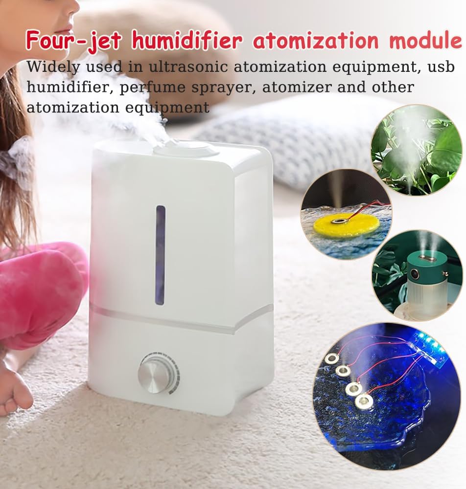DIY Four-Spray Humidifier Module Kit, 1Pcs Versatile Mist Maker with Humidifier Control Board & Atomizer Driver
