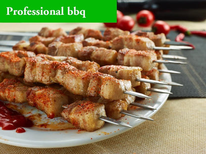 Killer's Instinct Outdoors Flat Metal Grilling Skewers Wider Thicker Stainless Steel Reusable BBQ Sticks Barbecue Skewers 14’’0.16’’0.05’’ Set of 24 Barbecue Metal Kebab Sticks For Grill