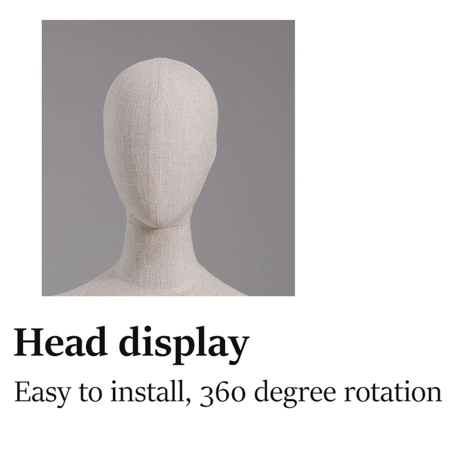 CZCZC Countertop Premium Mannequin with Metal Stand,Linen Female Mannequin,Adjustable Dress Mannequin,Flexible Form Mannequin Torso Wooden Arm Display