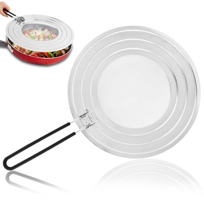 Stainless Steel Splatter Screen for Frying Pan, Collapsible Grease Splatter Guard with Folding Insulated Handle for Fry Pans, Cover Oil Splash from Bacon, Oil or Deep Fryer(SIZE:11.81inch)