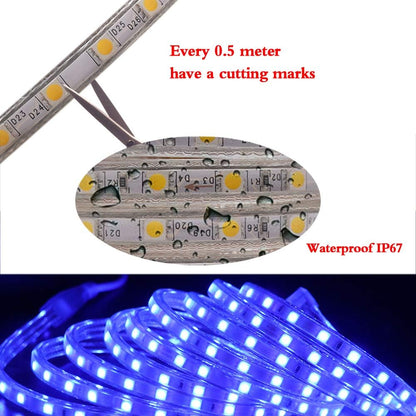 XUNATA LED Strip Lights, 110V SMD 5050 Waterproof Flexible Rope Tape Light, 1m Cool White for Garden Decor