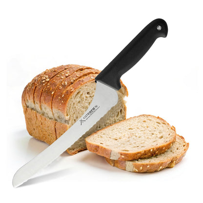 CAT CORA Offset Serrated Bread Knife, Professional 9-Inch German Steel Blade For Homemade Sourdough, Artisan Bread Slicing, or Cake Cutting, Ergonomic Soft-Grip Handle, NSF-Certified Kitchen Knife