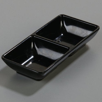 Carlisle FoodService Products 086203 Melamine Double Square Ramekin, 4 oz Capacity, 5-3/4" Length x 2-3/4" Width x 1" Height, Black (Case of 24)