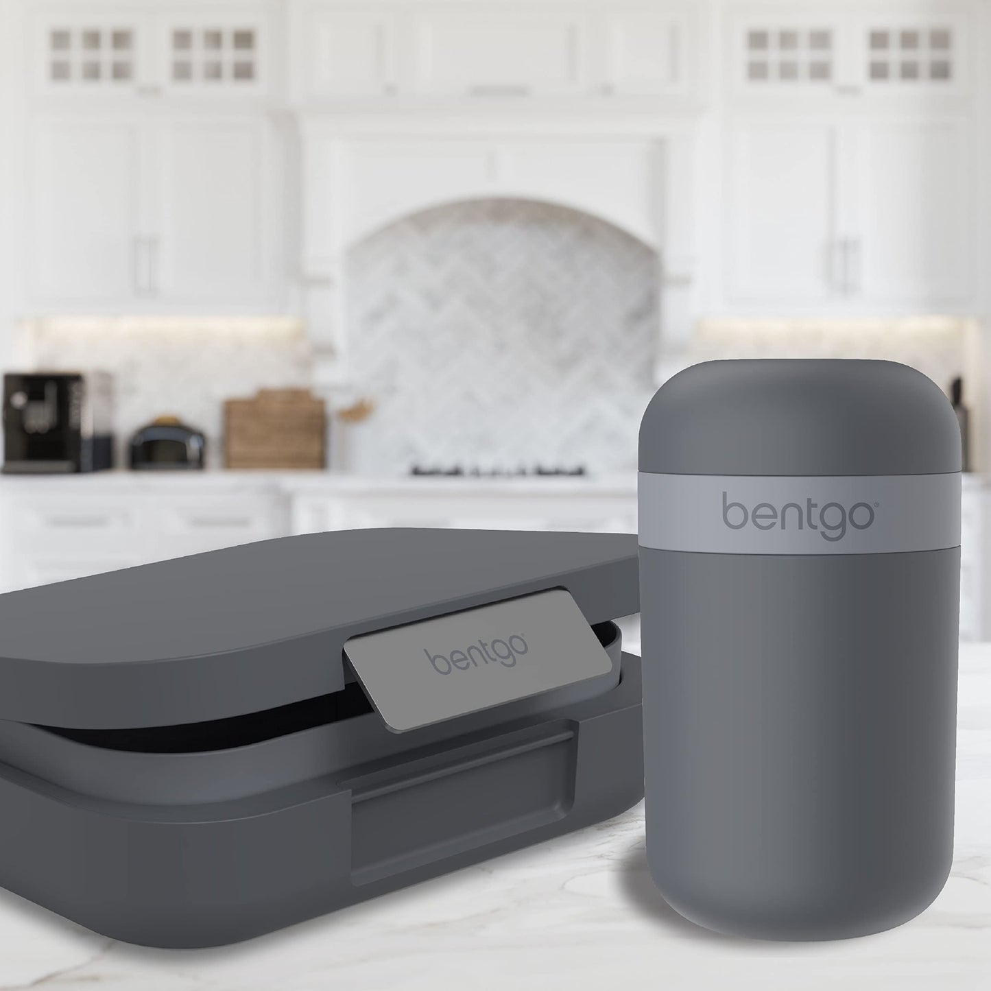 Bentgo Snack Cup - Reusable Snack Container with Leak-Proof Design, Toppings Compartment, and Dual-Sealing Lid, Portable & Lightweight for Work, Travel, Gym - Dishwasher Safe (Dark Gray)
