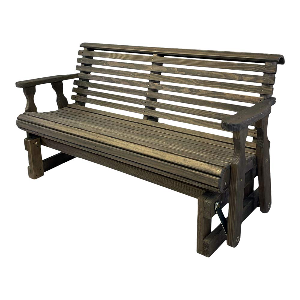 Amish Heavy Duty 800 Lb Roll Back Pressure Treated Porch Glider (4 Foot, Dark Walnut Stain)