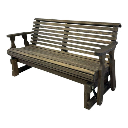 Amish Heavy Duty 800 Lb Roll Back Pressure Treated Porch Glider (4 Foot, Dark Walnut Stain)