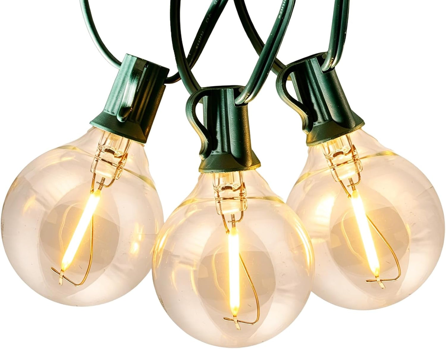 26ft 25 Bulbs,G40 Bulbs, Formosa Indoor/Outdoor Clear LED Christmas String, Patio Light with Retro Round Waterproof