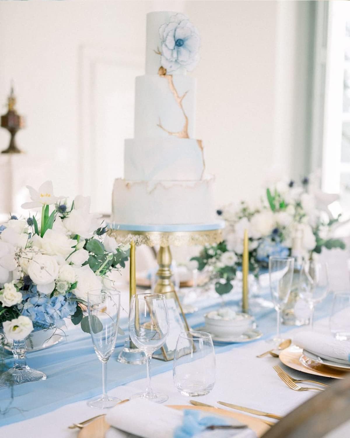 Chiffon Table Runner 27x120 Inches, Baby Blue Sheer Fabric Long Table Runners for Wedding Party Decorations