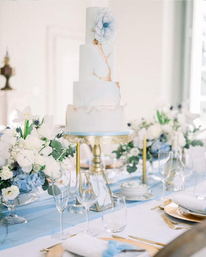 Chiffon Table Runner 27x120 Inches, Baby Blue Sheer Fabric Long Table Runners for Wedding Party Decorations