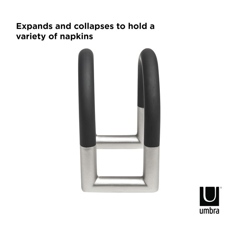 Umbra Swivel Napkin Holder With Dual Chrome Soft Touch Swivels - Heavy-Duty Kitchen & Dining Room Paper Storage - Stores a Bulk Amount of Napkins and Accommodates Any Amount, Black/Nickel
