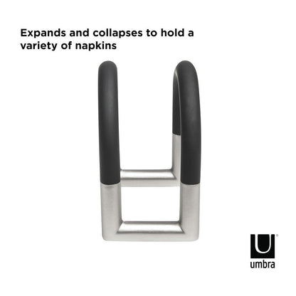 Umbra Swivel Napkin Holder With Dual Chrome Soft Touch Swivels - Heavy-Duty Kitchen & Dining Room Paper Storage - Stores a Bulk Amount of Napkins and Accommodates Any Amount, Black/Nickel