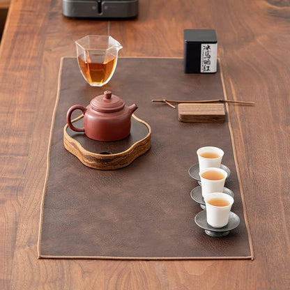 1220 Inch Waterproof PU Leather Table Runner, Vintage Coffee/Tea Mats, Heat Resistant & Wipe Clean, Bedside Nightstand