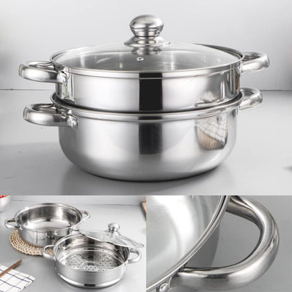 Steamer Pot for Cooking 11 inch Steamer Pot, 3-tier Multipurpose 18/8 Stainless Steel Steam Pot Cookware with Lid for Vegetable, Dumpling, Stock, Sauce, Food