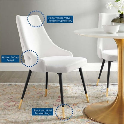 Modway EEI-3907-WHI Adorn Tufted Performance Velvet Dining Side Chair, White