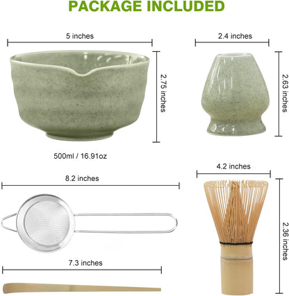 Matcha Whisk Set - Premium Ceremonial Grade Matcha Kit with Bamboo Whisk, Bowl, Scoop & Sifter