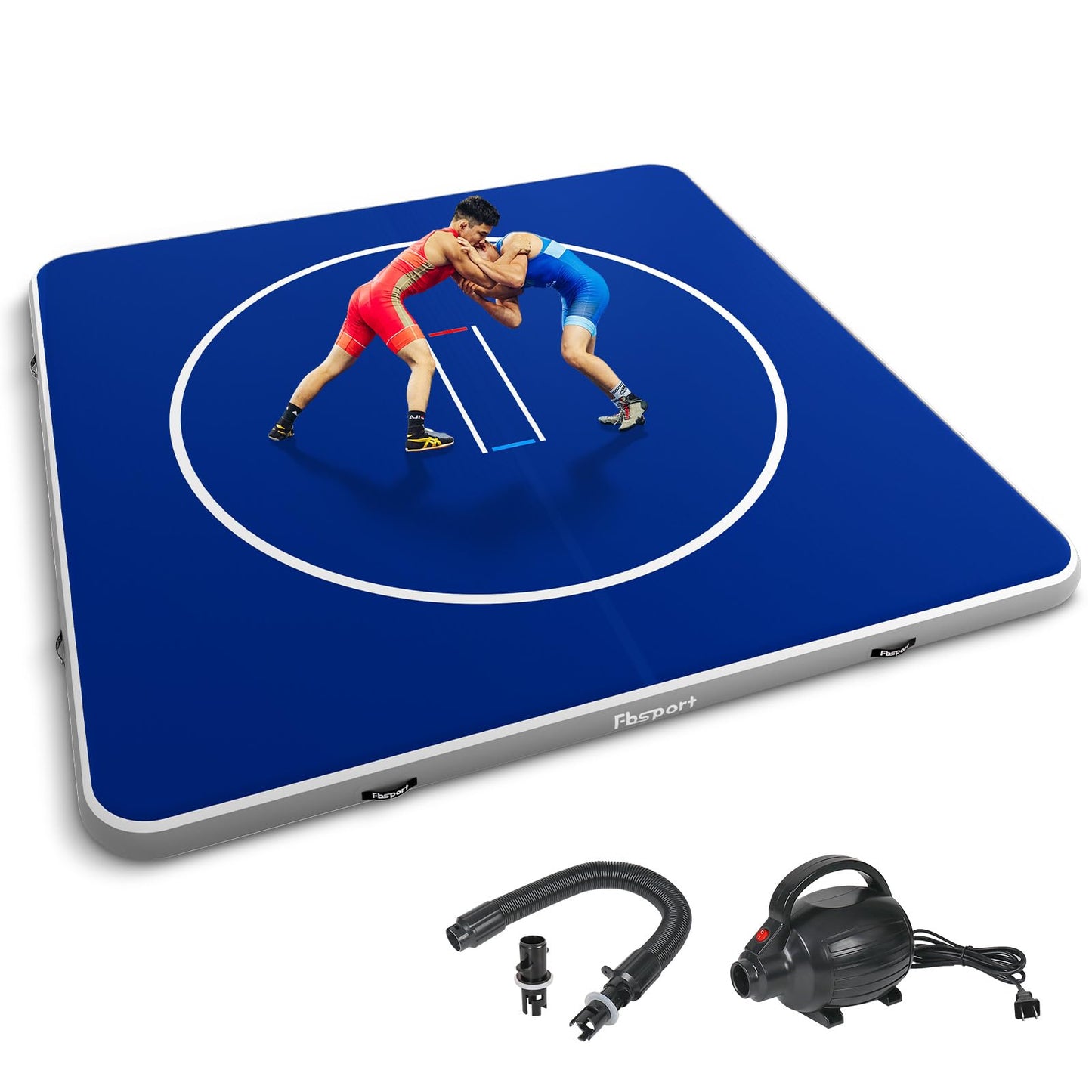 FBSPORT Inflatable Wrestling Mat 13ft /10ft /5ft, Outdoor and Indoor PVC Jiu Jitsu Mats, Gymnastics Training Mat Foldable for BJJ, MMA, Martial Art, Boxing, Grappling and Judo