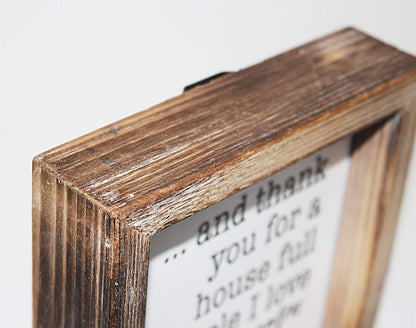 MACVAD Rustic Torched Wood Small Box Sign for Home Decor,Freestanding Thank You Sign for Kitchen,Square Wood Block Sign Table Decor,6" x 6" x 1.57"