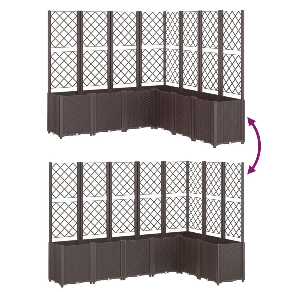 FUDUGEHMIOFWFJJ Large Modular Garden Planter with Trellis for Climbing Plants, 63x63x55 Inch UV Resistant Brown Polypropylene Outdoor Raised Bed for Patio, Balcony, Terrace