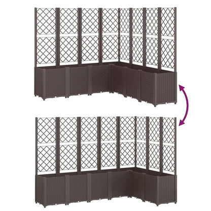 FUDUGEHMIOFWFJJ Large Modular Garden Planter with Trellis for Climbing Plants, 63x63x55 Inch UV Resistant Brown Polypropylene Outdoor Raised Bed for Patio, Balcony, Terrace