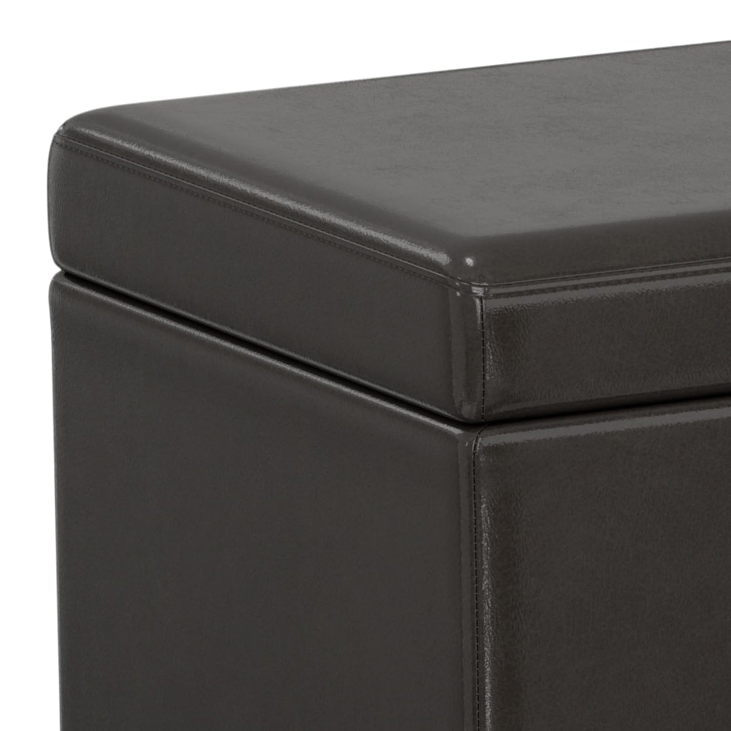 SIMPLIHOME Avalon Extra Large Storage Ottoman Bench - 54 inch Wide Upholstered Vegan Leather Rectangular Lift-Top Ottoman in Tanners Brown, Contemporary Bench for Living Room with Hidden Storage