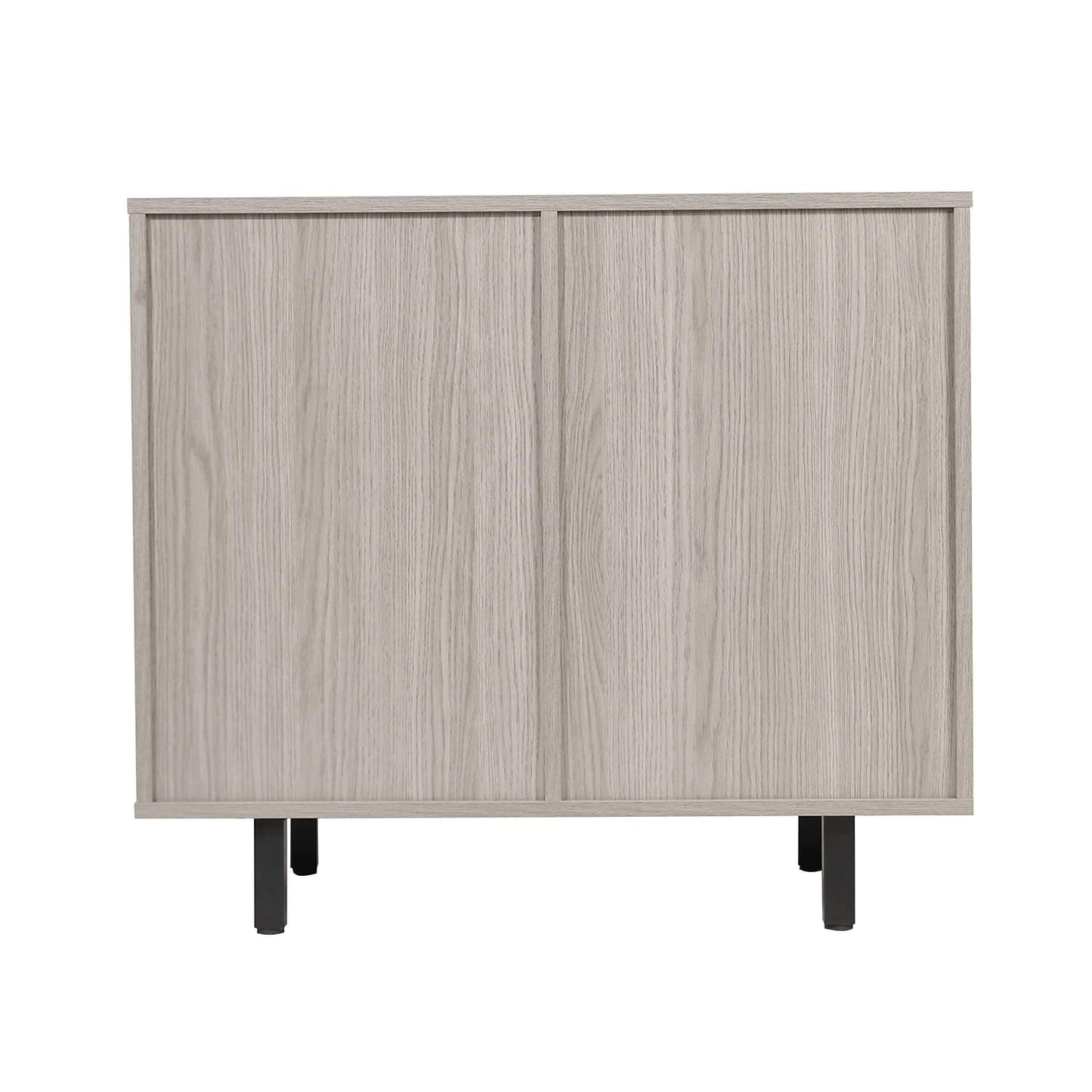 Flash Furniture Elmont Bar and Sideboard with Bottle and Stemware Storage, Open Lower Shelf, 2 Open Bottle Shelves, 3 Cabinet Stemware Hangers, Gray