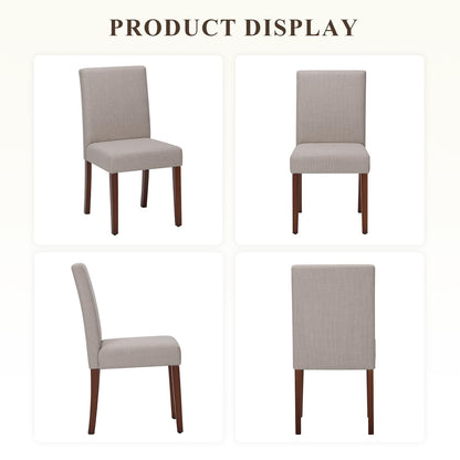 MALOL Upholstered Dining Chairs Set of 4, Modern Fabric Dining Room Chair, Wooden Dining Chair, Kitchen Side Chairs, Farmhouse Dinner Chair with High Back for Kitchen, Brown