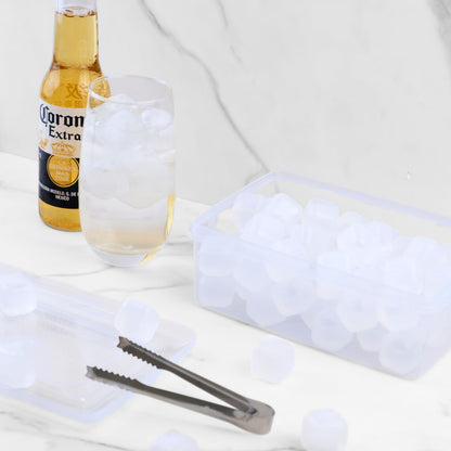 Reusable Ice Cube with Lid & Bin, 60 Pack Plastic Ice Cubes for Drinks BPA Free, Refreezable Square Ice Cubes for Water Bottles, Whiskey, Vodka, Coffee, Cocktails, Beer or Wine