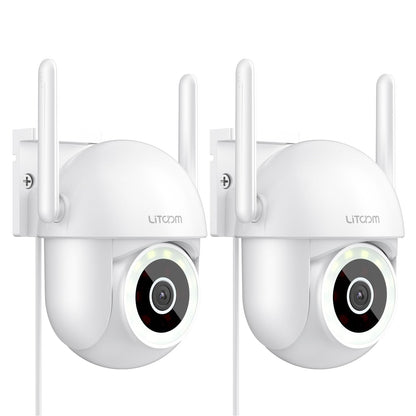 litokam 4MP Security Camera Outdoor, 2.5K Cameras for Home Security Outside with 360° PTZ, Color Night Vision, WiFi Cam with Siren, Auto Tracking & AI Motion Detection, 2-Way Talk (2 Pack)