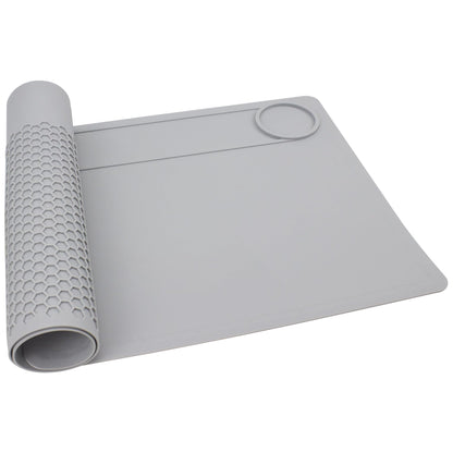 Extra Large Soldering Mat 32.7''x14.6'' Silicone Workbench Mat 932°F (500℃) Heat Resistant Soldering Mat Large Repair Work Mat for BGA and Gun Soldering Iron, Electronics Repair, DIY Projects (Grey)