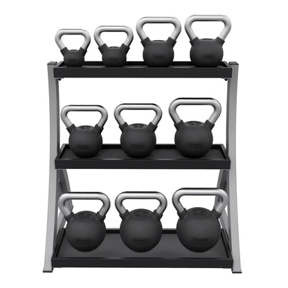 Power Systems Studio Premium 3-Tier Kettlebell Rack, Holds Up To 12 Kettlebells, 31 x 23 x 33 Inches, Gray/Black (50090)