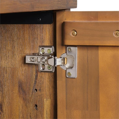 Bethel Acacia Wood Shoe Cubbie Cabinet, 31 in. W Entryway Storage Organizer with 3 Adjustable Metal Wire Shelves, Two Door Design with Open Back X Pattern, Ideal for Mudroom, Kitchen, Hallway