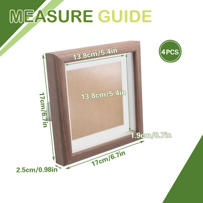 4 PCS 6x6 Shadow Box Picture Frame, Small Display Frame with Glass Cover, Wall Mounted & Tabletop, for Mini Flower, Stamp, Photos, Memorabilia, Crafts, Badges, Shells