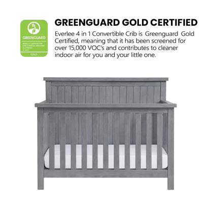 Soho Baby Everlee 4-in-1 Convertible Crib, Graystone