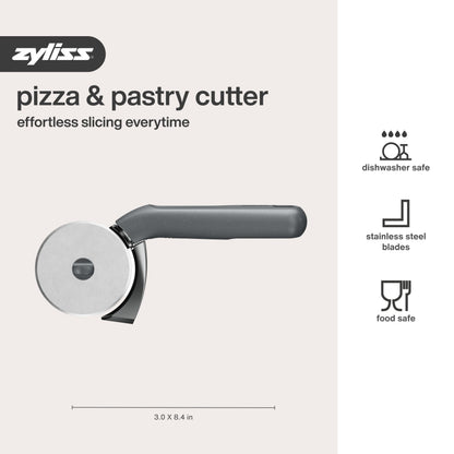 Zyliss Pizza Cutter with Removable Wheel - Stainless Steel Blade - Kitchen Tool and Gadget for Right- and Left-Handed Use - Dishwasher Safe - New Sharp Edge Pizza Cutter