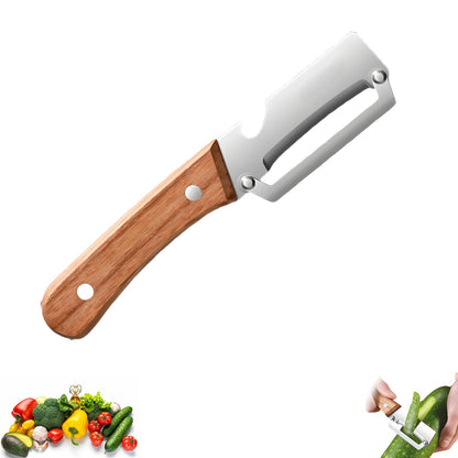 Vegetable Wooden Peeler for Kitchen Tool,Premium 2-in-1 Multifunctional Fruit & Vegetable Peeler with Built-in Bottle Opener, Ideal for All Fruits and Vegetables Needing Peeling
