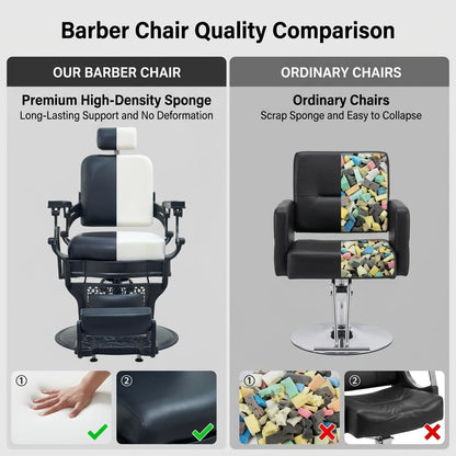 Grace&Grace Barber Salon Chair for Barbershop,Heavy Duty 700 lbs Recline Salon Chair for Hair Beauty Stylist Tattoo Home (Black-Black)