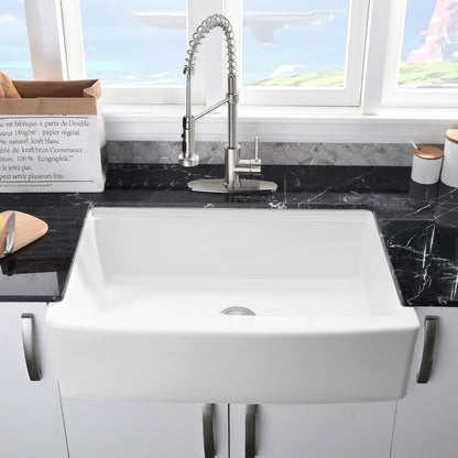 33 Inch White Farmhouse Sink Workstation-VASOYO 33 x 21 Apron Front Farm Sink White Fireclay Farmhouse Kitchen Sinks Workstation Single Bowl Deep Kitchen Sinks Undermount with Cutting Board