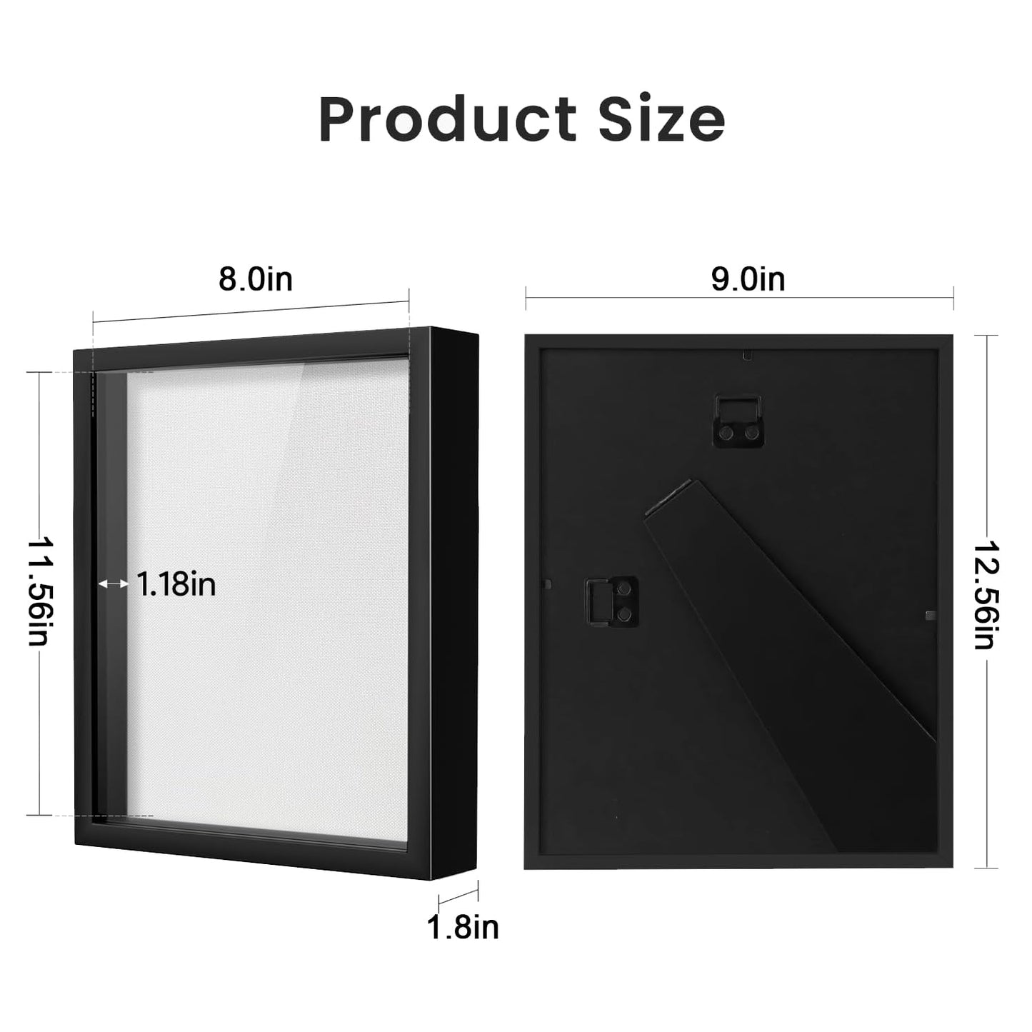 Black A4 Shadow Box Frame, 1.2 Inch Deep MDF Wood Shadow Box with Acrylic (Not Glass), Wall Mount & Tabletop Display Case for Dried Flowers, Medals, Memorial Keepsakes, Crafts