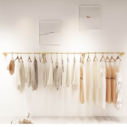 Wall Mounted Industrial Pipe Clothing Rod, Modern Clothing Store Metal Garment Rack Display Stands,heavy Duty Closet Rod Hanging Bar,commercial Retail Display Rack Standing Clothes Rack