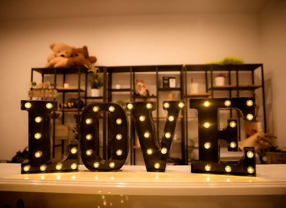 Foaky Black Light Up Letters, Black and Gold Party Decorations, Night Light Wedding Birthday Party Home Bar Decor