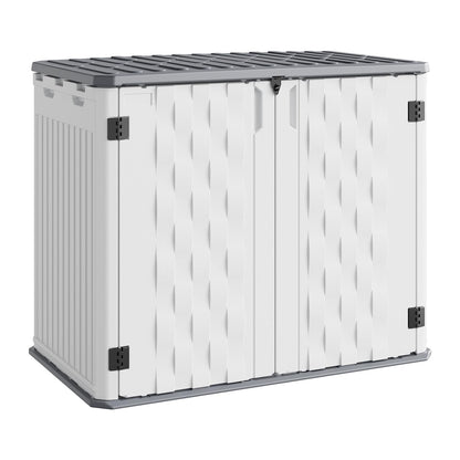 35 Cu ft Outdoor Storage Cabinet, Waterproof Outdoor Resin Storage Box, Outdoor Trash Can Storage for Patio Tools, Sofa Cushion, Lawn Mower and Garbage Cans