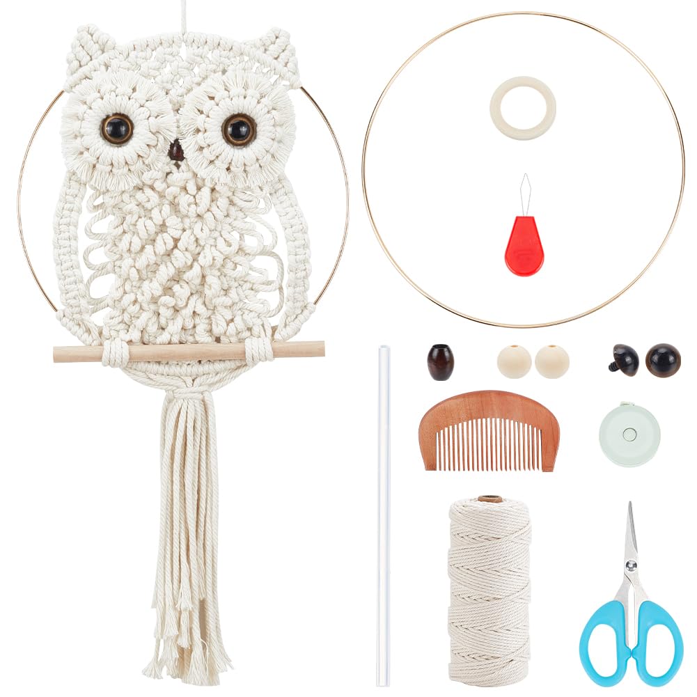 ORIGACH DIY Macrame Owl Wall Hanging Tapestry Kit Owl Macrame Kit for Beginner Boho Handmade Woven Macrame Wall Hanging Decor for Living Room Bedroom