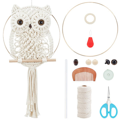 ORIGACH DIY Macrame Owl Wall Hanging Tapestry Kit Owl Macrame Kit for Beginner Boho Handmade Woven Macrame Wall Hanging Decor for Living Room Bedroom
