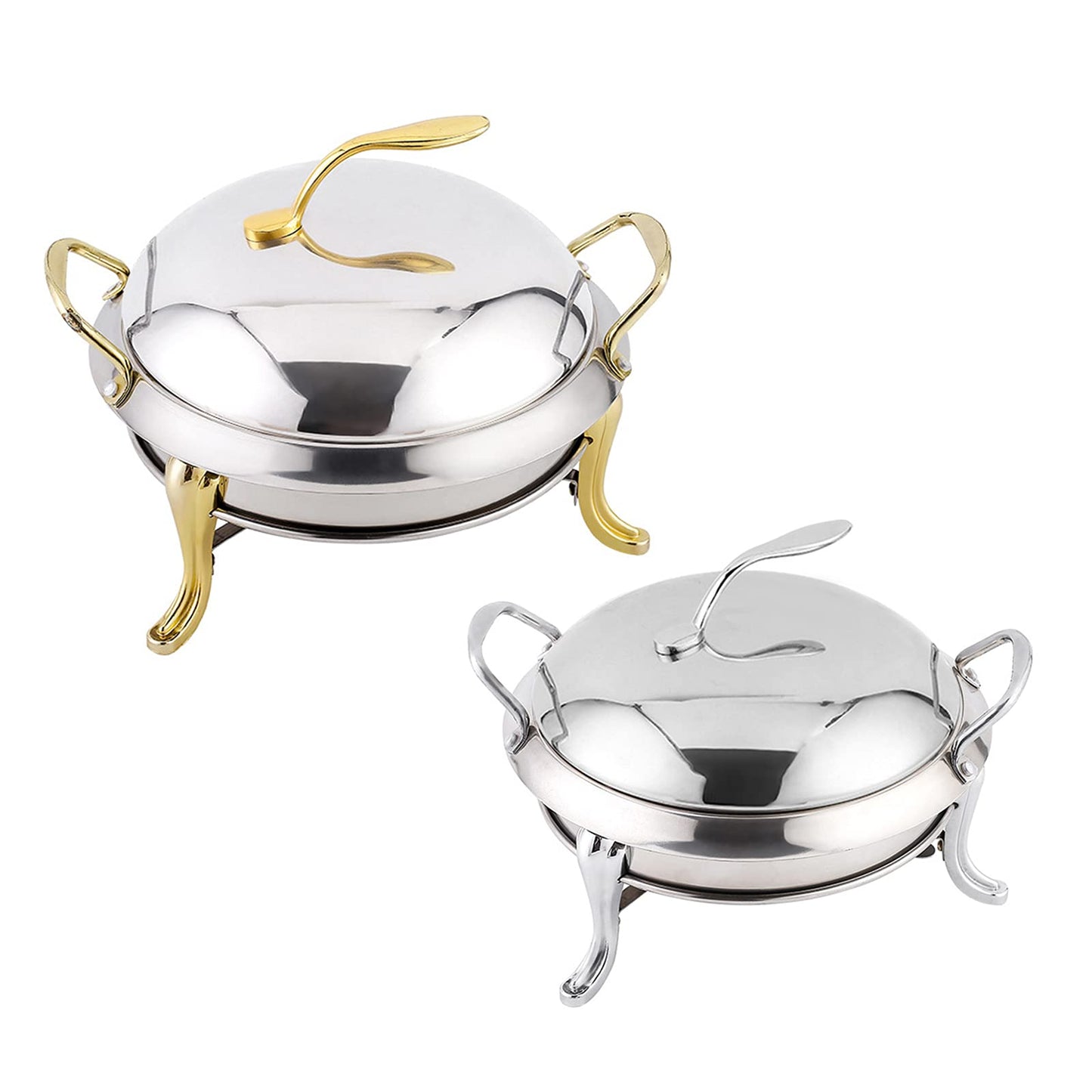 FENOKD Chafing Dish Set of 2, Stainless Steel Round Buffet Chafer for Catering, Party, Wedding, Dinner Serving with Pans and Fuel Holders, Full Size,B.C