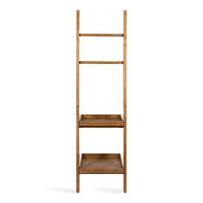 Kate and Laurel Lowry Farmhouse Wood Ladder Shelf; 18 x 14 x 58; Natural Wood; Decorative Modern Leaning Shelf for Storage and Display