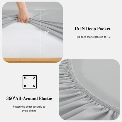 Dreava Grey Twin Sheet Set - Soft Breathable Microfiber Bed Sheets with Extra Deep Pocket, Luxury Hotel Cooling Bedding, Oeko-Tex Certified Wrinkle Free 3 Piece