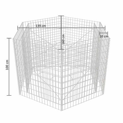 HETFTJN Hexagonal Gabion Raised Garden Bed 63"x55.1"x39.4" Large Galvanized Steel Planter Box for Outdoor Patio Flower Beds Sturdy Construction